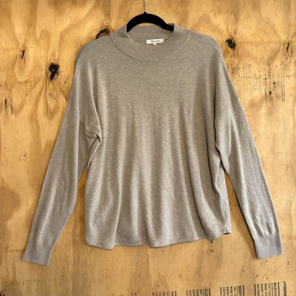 Madewell Ashbury Mockneck Viscose Wool Blend Sweater in Heather Hazelwood Size M
